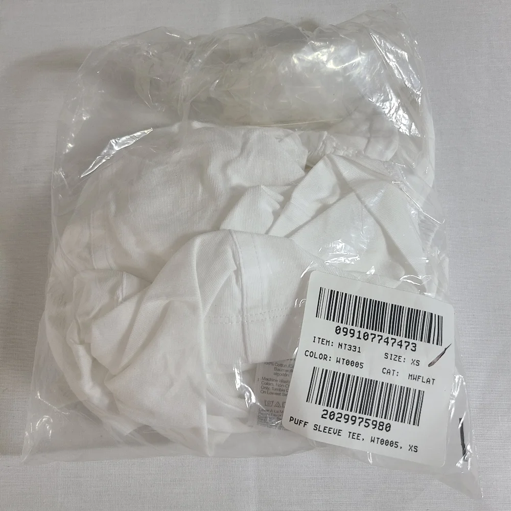 NWT Madewell‎ Classic White Puff-Sleeve Tee Womens Size XS